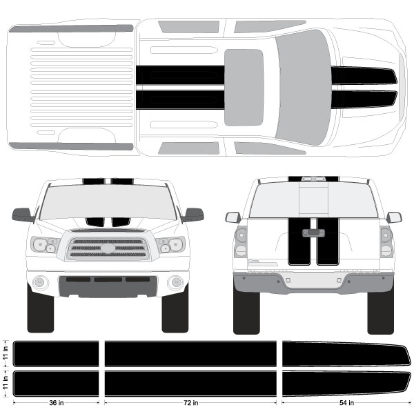 Toyota Tundra EZ Rally Racing Stripes with Outline, 3M Stripe Decals