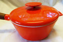 Vtg COPCO Denmark Red Enamel Cast Iron Dutch Sauce