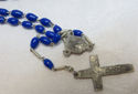 Vintage Nun's Crucifix Rosary Blue Glass Beads Sil