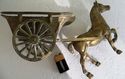 Gorgeous Brass Vintage Farm Horse & Carriage Figur