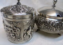 Gorgeous Set 4 Dutch Silver Art Tea Caddy Box Suga