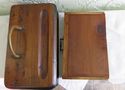 Fantastic Old Antique Inkwell Desk Wood Drawer Box