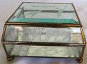 Vintage Glass Mirror Curio Cabinet Brass Jewelry T