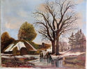 Gorgeous Old Dutch Original Oil Painting Winter La