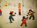 Cute Vintage Applique Tapestry Wall Hanging Native