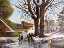 Gorgeous Old Dutch Original Oil Painting Winter La