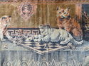 Romantic Italian Tapestry Goblin Cats Playing Ches