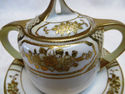 Gorgeous Sugar Bowl on Saucer w Spoon Hand Painted