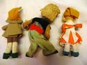 Gorgeous Lot 3 Vintage Felt Wire Dolls Hans&Gretel