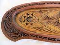 Lovely Old Antique Frisian Chip Carved Wood Tray F