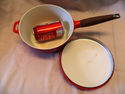 Vtg COPCO Denmark Red Enamel Cast Iron Dutch Sauce