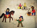 Cute Vintage Applique Tapestry Wall Hanging Native