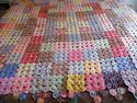 Gorgeous True Antique Feedsacks YoYo Bed Quilt all