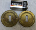 2 Vintage Antique Brass Drawer Escutcheon Key Hole