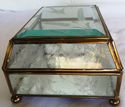 Vintage Glass Mirror Curio Cabinet Brass Jewelry T