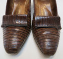 Real SELBY Brown Vintage Snake Leather Shoes Pumps