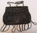 Antique Vintage Drawstring Beaded Hand Bag Purse C