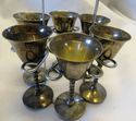 Gorgeous Set 6 Wine Glasses Goblets w Holder Silve