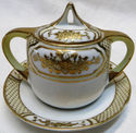 Gorgeous Sugar Bowl on Saucer w Spoon Hand Painted