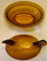 Gorgeous Vintage Chicken Hen Amber Gold Glass Hobn