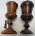 Gorgeous Unique Pair Antique Turned Wood Coblet Cu