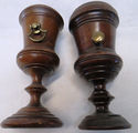 Gorgeous Unique Pair Antique Turned Wood Coblet Cu