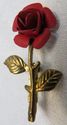 Fabulous Vintage Red Rose Brooch Gold Costume Vtg 