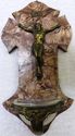 Antique Holy Water Font Catholic Bronzed Corpus Je