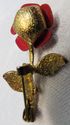 Fabulous Vintage Red Rose Brooch Gold Costume Vtg 