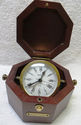 Gorgeous Bulova Ship Alarm Clock in Wood Box Trave