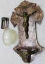 Antique Holy Water Font Catholic Bronzed Corpus Je