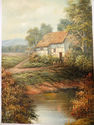 Lovely Painting Oil Canvas Country Scene Landscape