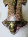 Antique Holy Water Font Catholic Bronzed Corpus Je