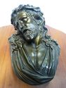 Antique Jesus Christ Holy Water Font Vintage Bronz