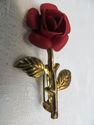 Fabulous Vintage Red Rose Brooch Gold Costume Vtg 