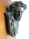 Antique Jesus Christ Holy Water Font Vintage Bronz