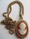 Gorgeous Vintage Cameo Pendant Brooch Costume Jewe