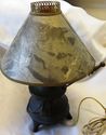 Gorgeous Antique Cast Iron Table Lamp w Shade Shap