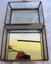 Vintage Glass Mirror Curio Cabinet Brass Jewelry T