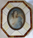 Fantastic Antique Miniature Framed Ivory Portrait 