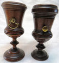 Gorgeous Unique Pair Antique Turned Wood Coblet Cu