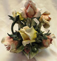 Cute Vintage Italian Capodimonte Rose Flowers Bask