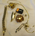 Stunning Lot Vintage Custom Jewelry Gold Tone Brac