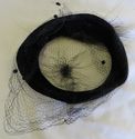 Charming Vintage Ladies Hat w Veil Black velour Fe