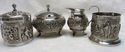 Gorgeous Set 4 Dutch Silver Art Tea Caddy Box Suga