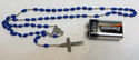 Vintage Nun's Crucifix Rosary Blue Glass Beads Sil