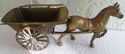 Gorgeous Brass Vintage Farm Horse & Carriage Figur