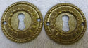 2 Vintage Antique Brass Drawer Escutcheon Key Hole