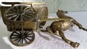 Gorgeous Brass Vintage Farm Horse & Carriage Figur