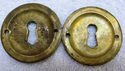 2 Vintage Antique Brass Drawer Escutcheon Key Hole